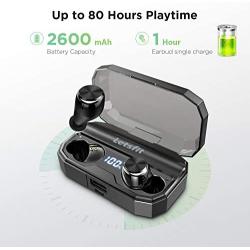 Wireless Earbuds, Letsfit IPX6 Waterproof, 80H Playtime with Wireless Charging Case, Bluetooth 5.0 Headphones Deep Bass Stereo Earphones in-Ear Built-in Mic for Sports