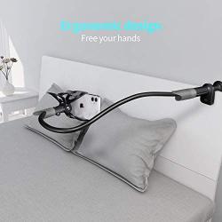 Gooseneck Bed Phone Holder, SAIJI Flexible Long Arm Phone Mount for Desk, Clip Bracket Clamp Stand for 4.0-6.5 Mobile Cell Phone Stand Document Camera Nintendo Switch (Black)