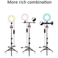 10" Selfie Ring Light with Stand and Phone Holder, Adjustable RGB Rainbow Ring Light, for Live/Makeup/Self-Timer Photo/Video/Product Photography Compatible with iPhone Android