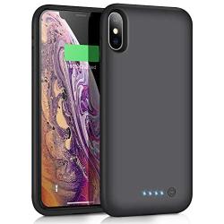 VOOE Battery Case for iPhone Xs MAX, 7800mAh Portable Battery Pack Ultra Rechargeable Smart Case Protective Battery Charging Case for iPhone Xs MAX External Battery Backup Cover(6.5 inch) - Black