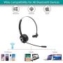 Trucker Bluetooth 5.0 Headset for Cell Phone, iDIGMALL Wireless Office Headphones w/Noise Cancelling Microphone, Charging Base, 17Hrs Talking Time for PC Skype Call Center, Mute ON/Off