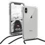 kwmobile Crossbody Case Compatible with Apple iPhone X - Clear Transparent TPU Cell Phone Cover with Neck Cord Lanyard Strap - Transparent/Black
