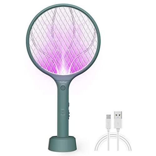 Endbug Bug Zapper Lamp & Fly Swatter Racket 2 in 1, USB Rechargeable Electric Mosquito Fly Gnat Killer for Home Indoor Outdoor (Green)