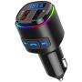 (2020 Upgraded New Version) Bluetooth 5.0 FM Transmitter for Car, QC3.0 Charge, Dual USB Ports, 7 Color RGB LED Backlit Car Adapter, Support Siri Google Assitant, U Disk, SD Card, Hands-Free Car Kit