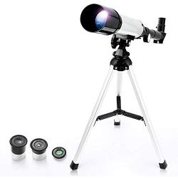 Telescope for Kids, Merkmak Educational Toy for Beginners Science Plastic Tools with Tripod and 3 Magnification Eyepieces 360/50mm Spotting Scope (Silver)