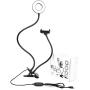 Cliusnra Flexible Selfie Ring Light: 3.5" Cell Phone Stand Desk Live Streaming Video Camera Laptop Computer Lamp Makeup Led Black Adjustable Arm Night Round Fill Dimmable Mount Stick Holder Clip USB