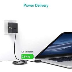 Nekteck 45W USB C Wall Charger with Power Delivery, Laptop Fast Charging Adapter Built-in 6ft Type C Cable for MacBook, Dell XPS, Surface Go, Pixel, Galaxy, Nintendo (Black)