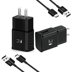 Wall Charger Adaptive Fast Charger Kit for Samsung Galaxy Note 8/9/10, Galaxy S8/S8+/S9/S9+/S10/S10+/S10E, MBLAI Type C True Digital Adaptive Fast Charging (2 x Wall Charge, 2 x Type-C Cable) Black