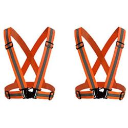 HYCOPROT 2 Pack Safety Vest Reflective Gear with High Visibility Adjustable Straps for Running, Jogging, Cycling, Hiking, Walking, Multicolor Optional (Orange)