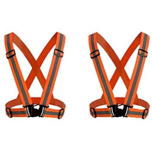 HYCOPROT 2 Pack Safety Vest Reflective Gear with High Visibility Adjustable Straps for Running, Jogging, Cycling, Hiking, Walking, Multicolor Optional (Orange)