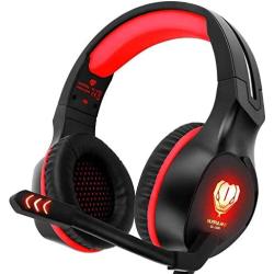 Xbox One Headset, Henscoqi PS4 Headset 3.5mm Over-Ear Bass Surrounding Stereo Gaming Headset with Mic, Noise Isolating and Volume Control for PS4, Xbox One,PC, Nintendo Switch, Smart Phone,Laptop