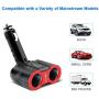 Rocketek Car Charger Adapter, 2 Sockets Cigarette Lighter Splitter with 3 USB Port Fast QC 3.0 Car Adapter 12/24V 120W DC Outlet for iPhone, iPad, Samsung, Google Pixel, Nexus, GPS, Dash Cam