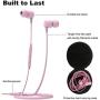 Joymiso Tangle Free Earbuds for Kids Women Small Ears with Case, Comfortable Lightweight in Ear Headphones, Flat Cable Ear Buds Wired Earphones with Mic and Volume Control for Cell Phone Laptop (Pink)