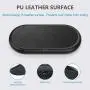Yootech Dual Fast Wireless Charger, [PU Leather][Full Coverage Charging Area] 5 Coils 20W Max Wireless Charging Pad, Compatible with iPhone SE 2020/11 Pro,Galaxy S20/S10,AirPods Pro(Adapter Included)