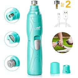 Toozey Dog Nail Grinder, Professional 2-Speed Electric Dog Nail Clippers Trimmer with 2 Grinding Wheels, Rechargeable Low Noise Dog Nail File Painless Paws Grooming for Small Medium Large Dog and Cats