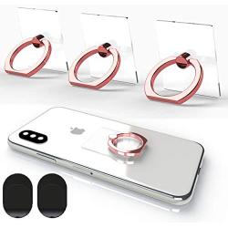 Attom Tech Transparent Phone Ring Holder Grip 360 Degree Free Rotation, Clear Cell Phone Finger Ring Kick-Stand for - for iPhone X 8 7 Plus 6S 6 5s 5 SE, Galaxy S9 S8 S7 S6 Edge, Note 8 5 4(Rose Gold)