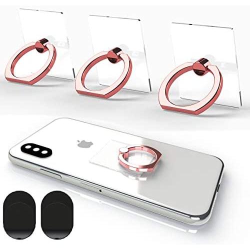 Attom Tech Transparent Phone Ring Holder Grip 360 Degree Free Rotation, Clear Cell Phone Finger Ring Kick-Stand for - for iPhone X 8 7 Plus 6S 6 5s 5 SE, Galaxy S9 S8 S7 S6 Edge, Note 8 5 4(Rose Gold)