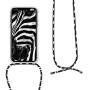 kwmobile Crossbody Case Compatible with Apple iPhone X - Clear Transparent TPU Cell Phone Cover with Neck Cord Lanyard Strap - Transparent/Black/White