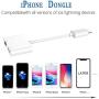 [Apple MFi Certified] Headphone Adapter & Splitter for iPhone, 2 in 1 Lightning to 3.5mm Earphone Audio & Charger Compatible for iPhone 11/11 Pro/X/XR/XS/8, iPad, Support Calling + Sync +Music Control