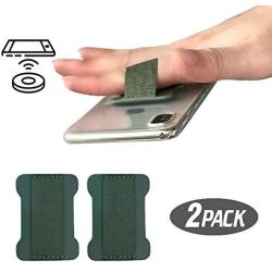 [2pc] Finger Strap Phone Holder - Ultra Thin Anti-Slip Universal Cell Phone Grips Band Holder for Back of Phone (Dark Green)