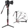 Avella CD324 Carbon Fiber Video Monopod Kit, with Fluid Head and Removable feet, 71 Inch Max Load 13.2 LB for DSLR and Video Camera