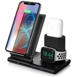 Wireless Charger,7.5W Fast Wireless Charging Stand Compatible iPhone 11/11 Pro/11 Pro Max/XS Max/XS/XR/X/8/8+,Charging Dock Organizer Compatible Apple Watch,AirPods-No AC Adapter