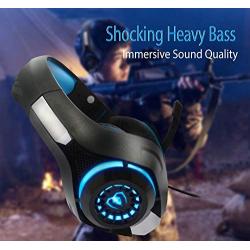 Pro Gaming Headset for PC PS4 Xbox One Surround Sound Over-Ear Headphones with Mic LED Light Bass Surround Soft Memory Earmuffs for Computer Laptop Switch Games Kid’s Boy’s Teen’s Gifts