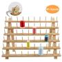 New brothread 60 Spools Wooden Thread Rack/Thread Holder Organizer with Hanging Hooks for Embroidery Quilting and Sewing Threads