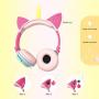 ONTA Unicorn Kids Headphones, Cat Ear LED Light Up Foldable Earphone Wired Over On Ear for Girls Boys,Kids Headband Toddler Tablet for School Supply/Travel/Holiday/Birthday/Cosplay Gifts