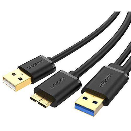 UGREEN Micro USB 3.0 Y Cable Super Speed USB 3.0 A Male to Micro B Male Y Splitter Adapter Cable Charging and Data Sync Cord for Micro USB 3.0 Android Smartphones and Tablets 3 feet Black