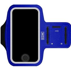 EDX Running Armband Phone Holder for Men & Women, with and Without LED, Compatible with iPhone and Galaxy Smartphones, Blue