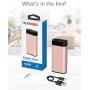 Portable Charger Power Bank Battery - by TalkWorks | 4000 mAh | Cell Phone Backup External Dual USB Power Pack for Apple iPhone 11, XR, XS, X, 8, 7, 6, iPad & Android for Samsung Galaxy - Rose Gold