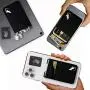Double Pocket Gecko Phone Wallet - Smartphone Adhesive Card Holder - Cell Phone Pouch - Mobile Stick on Lycra Pocket by Gecko - Carry Credit Cards and Cash – (Black-White)