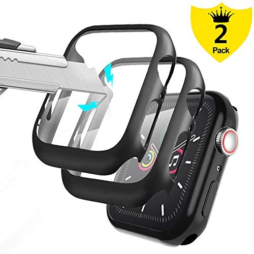 Alinsea Screen Protector for Apple Watch 40mm Case with Built-in Tempered Glass Screen Protector [2 Pack] [Daily Waterproof] [3D Full Coverage] All Around Cover Bumper Case for iwatch 40mm Series 4/5