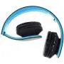 PowerLocus Wireless Bluetooth Over-Ear Stereo Foldable Headphones, Wired Headsets with Built-in Microphone for iPhone, Samsung, LG, iPad (Black/Blue)
