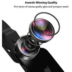 iPhone Lens Kit, Phone Camera Lens 9 in 1 Zoom Telephoto Lens+198° Fisheye +0.35X Super Wide-Angle + 20X Macro Lens + 0.63X Wide Lens + CPL +Kaleidoscope Lens +Starburst for Samsung Android Smartphone