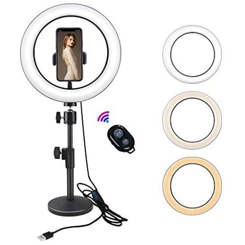 Yefound 9" Portable Led Ring Light with Stand & Cell Phone Holder and Remote Control for Live Streaming in YouTube, Facebook,can Selfie, Take Video,Makeup