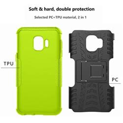 RioGree Phone Case for Samsung Galaxy J2 / Core / J2 Dash /J2 Pure Case, Heavy Duty Cell Phone Shockproof with Kickstand Cover Skin TPU,Green