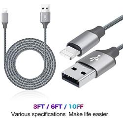 iPhone Charger,Live2Pedal Lightning Cable 3/3/6/6/10FT 5Pack Nylon Braided USB Charging Cable High Speed Data Sync Transfer Cord Compatible with iPhone 11/11 Pro Max/XS MAX/XR/XS/X/8/7/Plus/6S/iPad