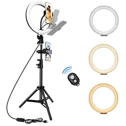 Ring Light 10" with Tripod Stand – PregDoc LED Camera Selfie Light Ring for Live Stream, YouTube Video, Makeup, Photography Lighting Compatible with iPhone Android Ring Light 10" with Tripod Stand – PregDoc LED Camera Selfie Light Ring for Live Stream, YouTube Video, Makeup, Photography Lighting Compatible with iPhone Android