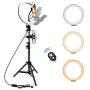 Ring Light 10" with Tripod Stand – PregDoc LED Camera Selfie Light Ring for Live Stream, YouTube Video, Makeup, Photography Lighting Compatible with iPhone Android