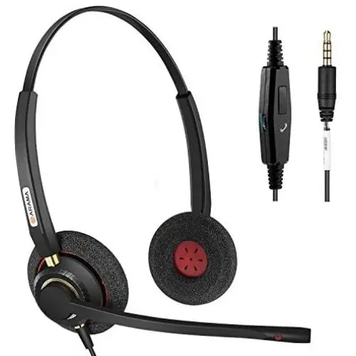 Cell Phone Headset with Microphone Noise Cancelling & Call Controls 3.5mm Computer Headset for iPhone, Samsung, LG, HTC, BlackBerry Mobile Phone and iPad Tablets (A802MP) Cell Phone Headset with Microphone Noise Cancelling & Call Controls 3.5mm Computer Headset for iPhone, Samsung, LG, HTC, BlackBerry Mobile Phone and iPad Tablets (A802MP)