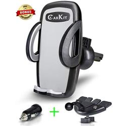 CarKit 2-in-1 CD Phone Holder for Car & Car Vent Phone Mount with Free Bonus Car Charger, Car Phone Mount for iPhone 11 Pro Max Xs Xr 8+ 7 Samsung Galaxy S20 Ultra S10 S9+ S8 & Other Cell Phones