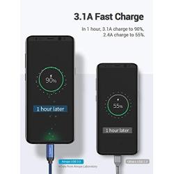 USB-C Cable Fast Charging 3A Fast Charge 2 PK/6.6FT AINOPE USB-A to Type-C Charger Cable,Durable Braided Armor C Cord Compatible Samsung Galaxy Note 9 8 S9 S8 S8 Plus S10,LG V30,V20,G6(Blue)