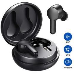 Tribit FlyBuds NC Active Noise Cancelling Wireless Earbuds - ENC 4 Mics AI Noise Reduction for Clear Call Transparency Mode Touch Control Over 10Hrs Playtime per Charge True Wireless Earbuds, Black