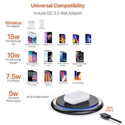 TORRAS Boost Faster Wireless Charger with 18W QC3.0 USB-C Qi Certified Alloy Best Wireless Charging Pad for iPhone 11 Pro Max/X/XS/XR/8, Samsung Note S20/10e/S10/S9/S8, LG V40/G7 AirPods