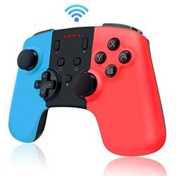 Wireless Controller for Nintendo Switch, Remote Switch Pro Controller Gamepad Joystick for Nintendo Switch Console, Adjustable Turbo Dual Shock Gyro 6-Axis(Red + Blue)