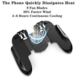 4 Trigger Mobile Game Controller with Cooling Fan for PUBG/Call of Duty/Fotnite [6 Finger Operation] L1R1 L2R2 Gaming Grip Gamepad Mobile Controller Trigger for 4.5-6.5" iOS & Android Phone