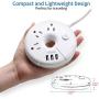 Power Strip with USB, NTONPOWER Travel Power Strip, 3 USB 3 Outlets Desktop Charging Station with 5ft Extension Cord Compact for Nightstand Home Officd Dorm Room Travel - White