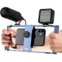 Guedieo Smartphone Video rig Aluminium Alloy Filmmaking Case Phone Video Stabilizer Grip Tripod Mount for Videomaker Film-Maker Video-grapher for iPhone 11 11pro11 max Xs XS Max XR X 8 goprohero8/7/6